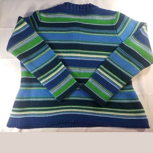 Liz Claiborne Half Button Down Blue & Green L - Picture 2 of 7